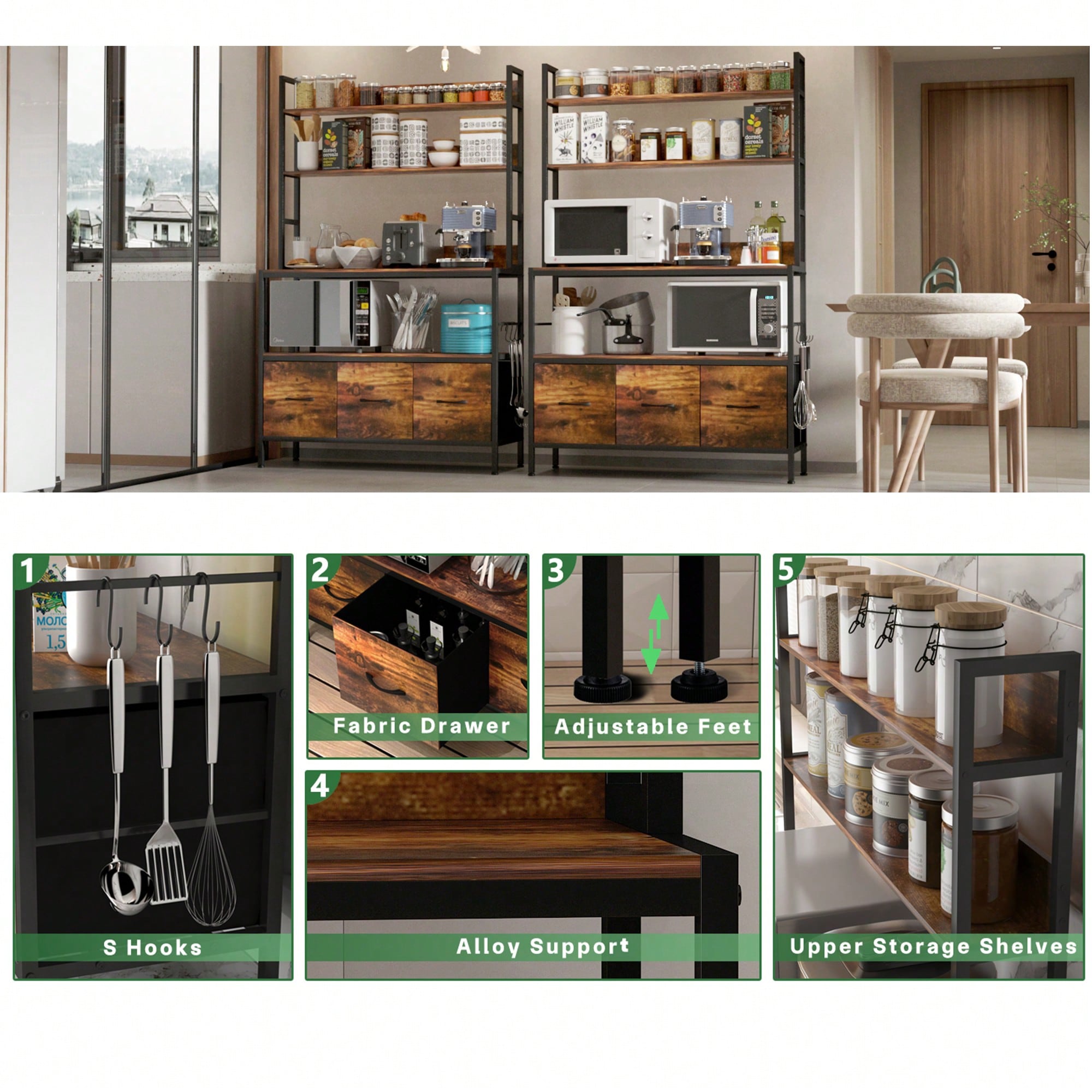 Kitchen Bakers Rack With 3 Bas - Microwave Oven ulasan dan harga