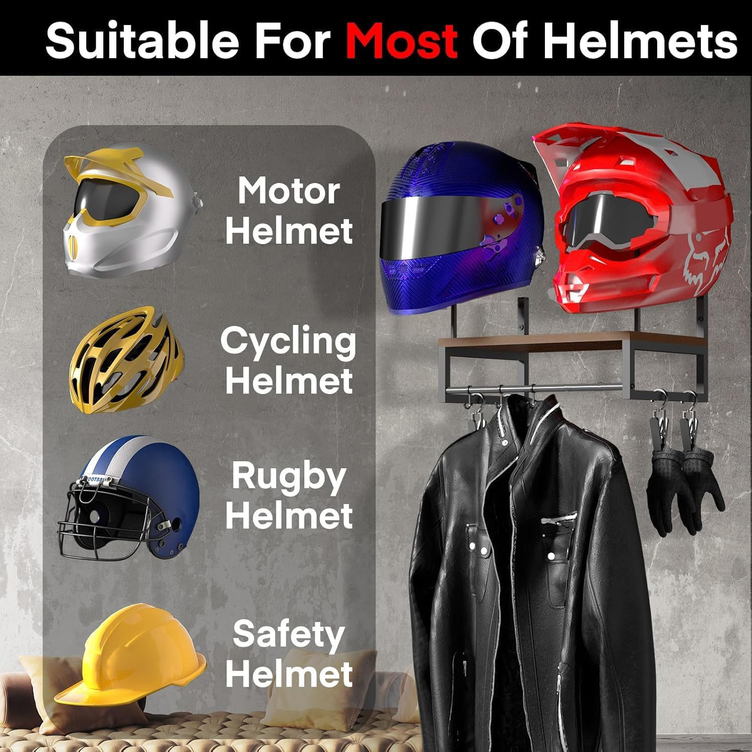 Wooden Motorcycle Helmet Wall  - Kitchen Appliances Cabinet ulasan dan harga